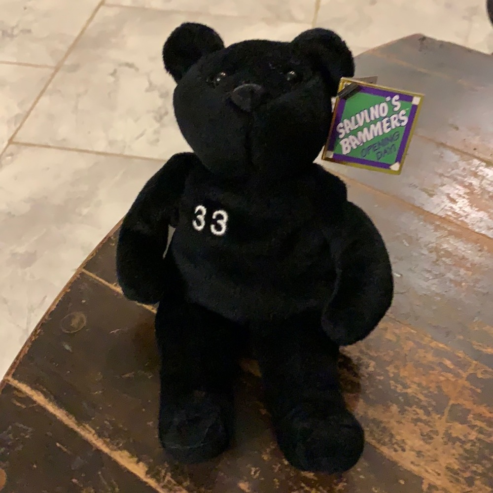 Salvino's Bammers Opening Day David Wells #33 Black Beanie Plush Bear